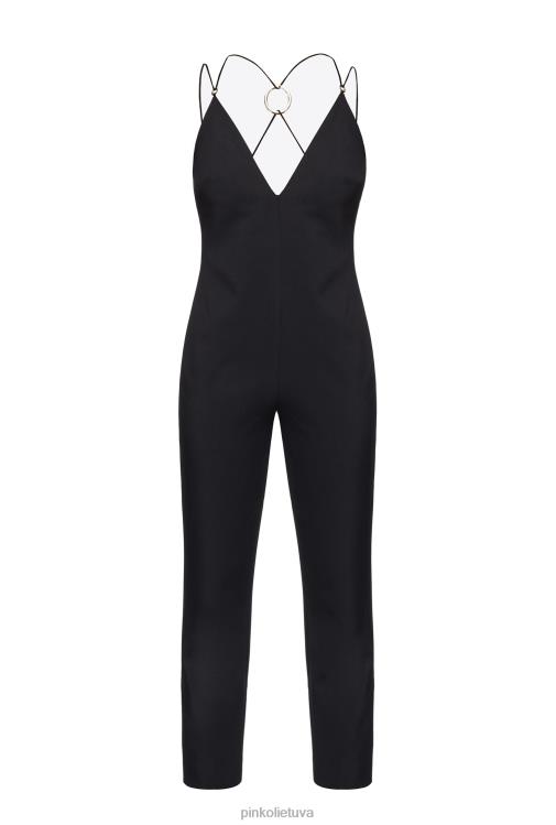 kombinezonai ir marškinėliai | DH06P194 kombinezonas su atvira nugara Pinko limuzinas juodas