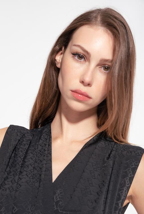 kombinezonai ir marškinėliai | DH06P310 ines 12 crepe de chine bodis su žakardo logotipu Pinko limuzinas juodas