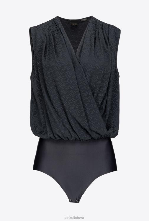 kombinezonai ir marškinėliai | DH06P310 ines 12 crepe de chine bodis su žakardo logotipu Pinko limuzinas juodas