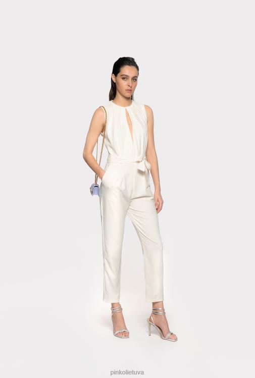 kombinezonai ir marškinėliai | DH06P86 kombinezonas su iškirpte priekyje Pinko šilko baltumo