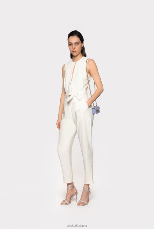 kombinezonai ir marškinėliai | DH06P86 kombinezonas su iškirpte priekyje Pinko šilko baltumo