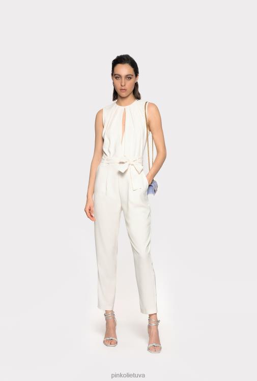 kombinezonai ir marškinėliai | DH06P86 kombinezonas su iškirpte priekyje Pinko šilko baltumo