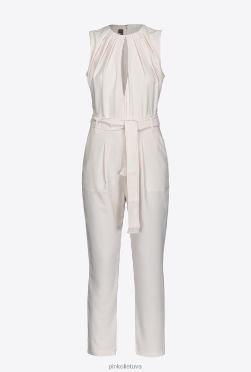 kombinezonai ir marškinėliai | DH06P86 kombinezonas su iškirpte priekyje Pinko šilko baltumo