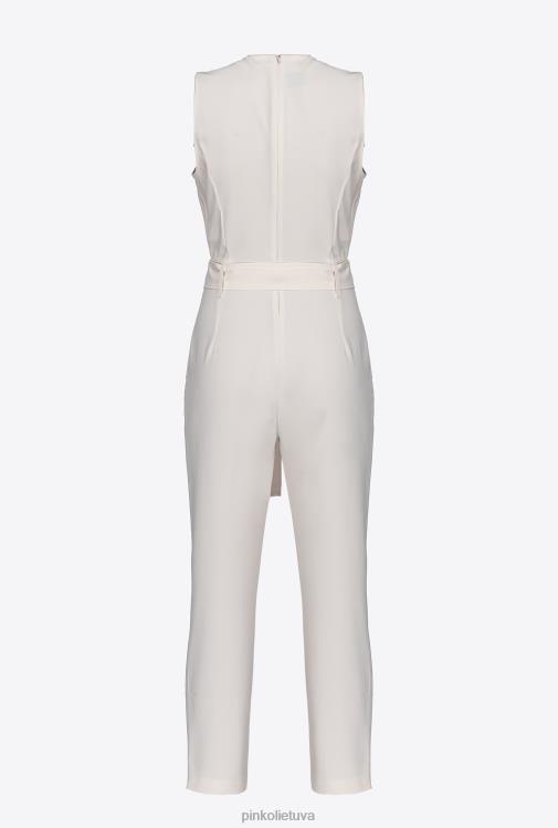 kombinezonai ir marškinėliai | DH06P86 kombinezonas su iškirpte priekyje Pinko šilko baltumo