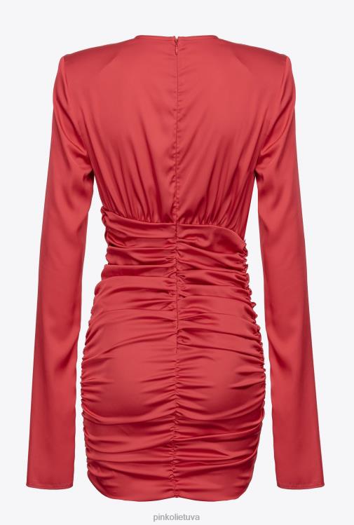 trumpos suknelės | DH06P104 elastinga satino mini suknele Pinko čili raudona