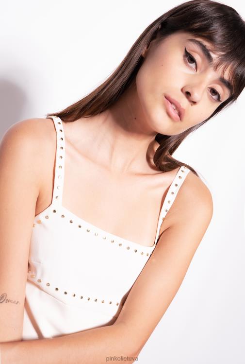 trumpos suknelės | DH06P109 mini suknele su smeigtukais Pinko rožinis dūmas baltas