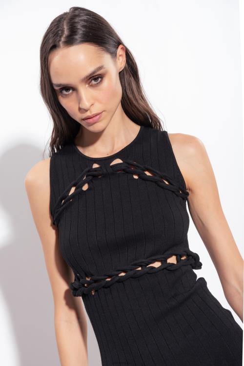 trumpos suknelės | DH06P11 megzta mini suknele Pinko limuzinas juodas