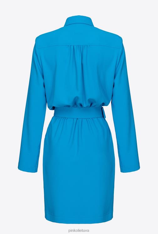 trumpos suknelės | DH06P127 marškininė suknelė su meilės paukščių sagtimi Pinko direktorius mėlynas