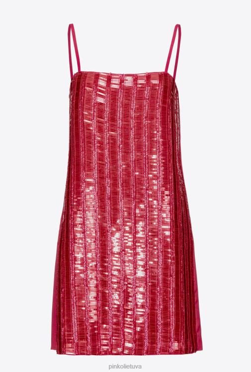 trumpos suknelės | DH06P134 mini suknelė su stačiakampiais blizgučiais Pinko aviečių raudonumo