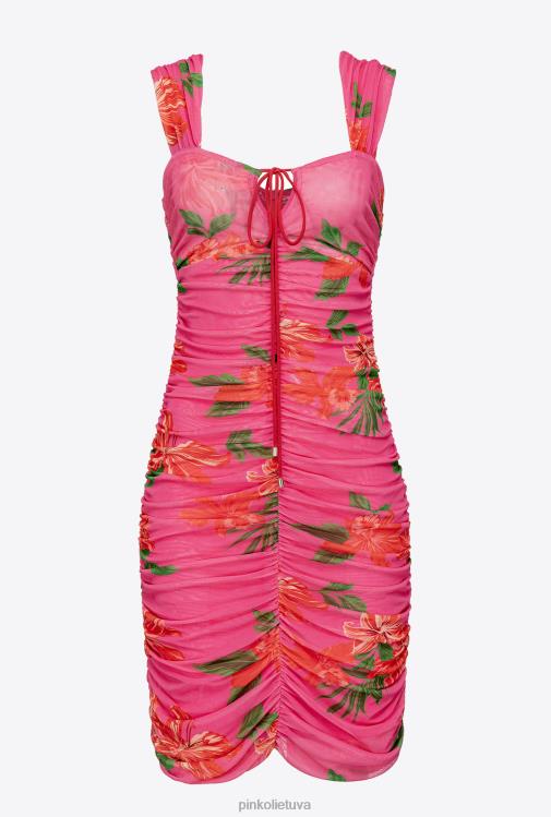 trumpos suknelės | DH06P143 gėlėmis marginta mini suknelė Pinko multi fuksija/raudona