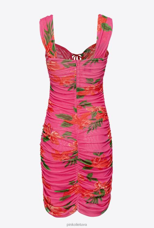 trumpos suknelės | DH06P143 gėlėmis marginta mini suknelė Pinko multi fuksija/raudona