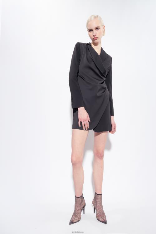 trumpos suknelės | DH06P149 satino švarko suknelė Pinko limuzinas juodas