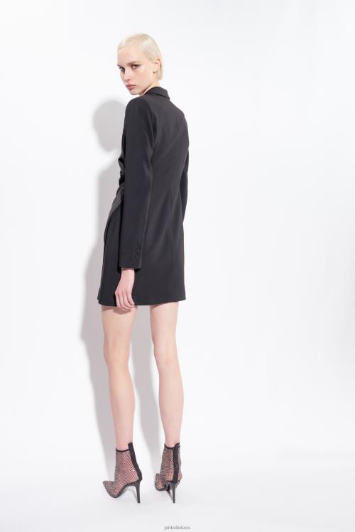 trumpos suknelės | DH06P149 satino švarko suknelė Pinko limuzinas juodas