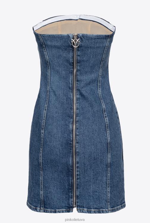 trumpos suknelės | DH06P156 džinsinė mini suknelė su raišteliu Pinko vidutinio/lengvo vintažinio skalbimo