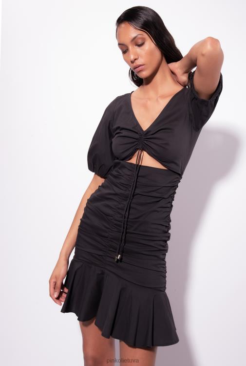 trumpos suknelės | DH06P15 trumpa poplino suknele Pinko limuzinas juodas