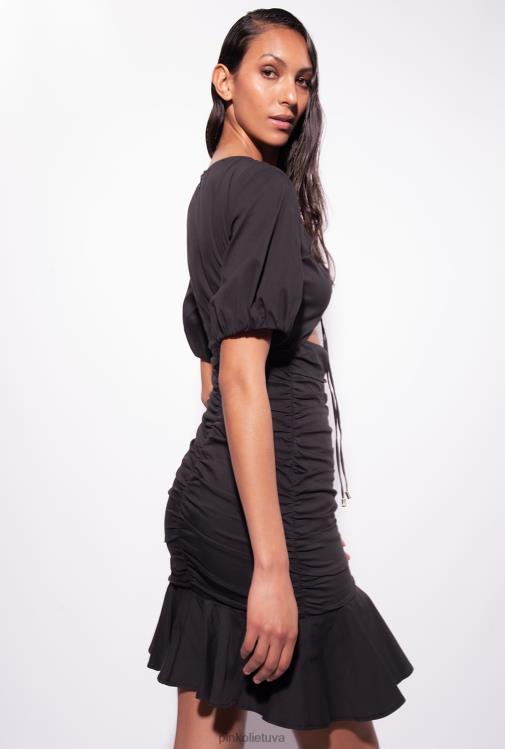 trumpos suknelės | DH06P15 trumpa poplino suknele Pinko limuzinas juodas
