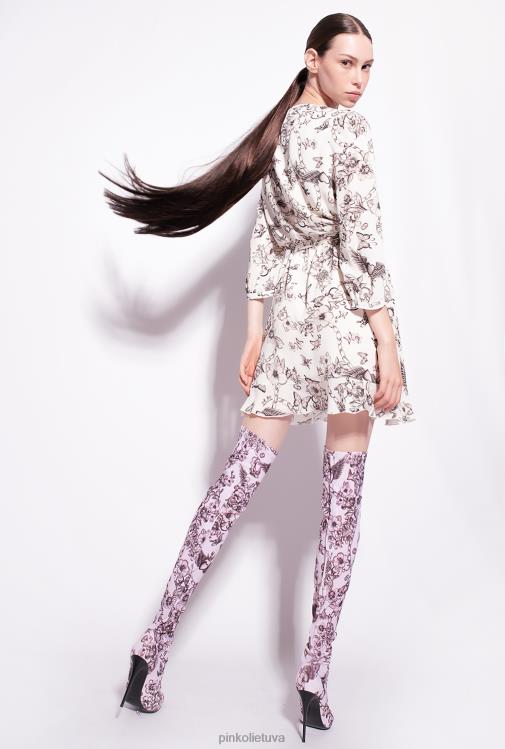 trumpos suknelės | DH06P162 tatuiruotėmis apvyniojama suknelė Pinko sviestas/juodas