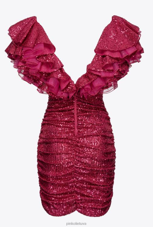 trumpos suknelės | DH06P172 pilnai blizgučiais puošta mini suknelė Pinko fuksija/pilka