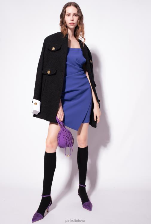 trumpos suknelės | DH06P177 mini suknelė su drapirais Pinko šmėkla mėlyna