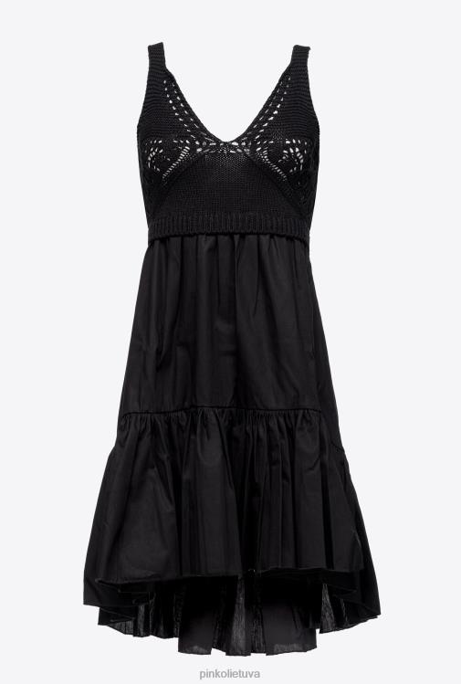 trumpos suknelės | DH06P178 trikotažas ir poplino suknelė Pinko limuzinas juodas