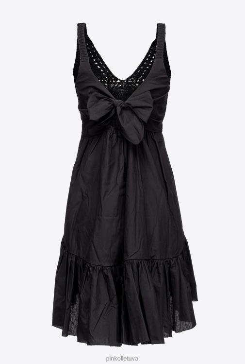 trumpos suknelės | DH06P178 trikotažas ir poplino suknelė Pinko limuzinas juodas