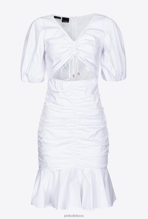 trumpos suknelės | DH06P17 trumpa poplino suknele Pinko ryškiai balta