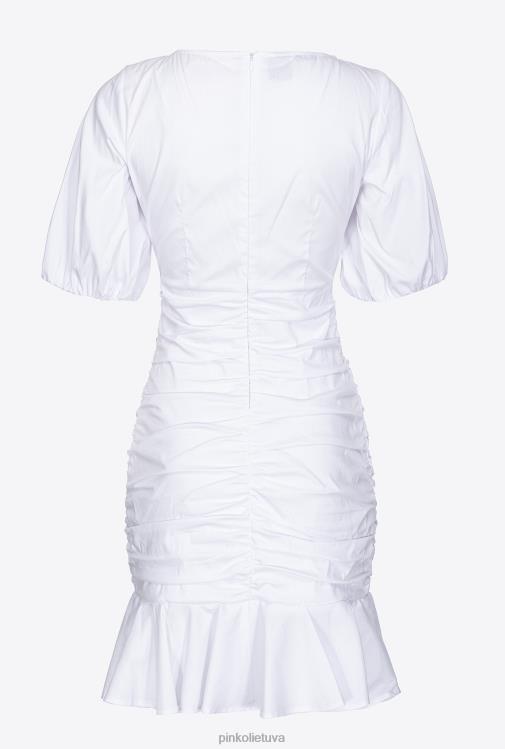 trumpos suknelės | DH06P17 trumpa poplino suknele Pinko ryškiai balta