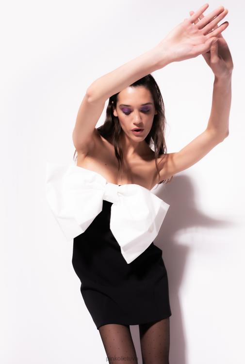 trumpos suknelės | DH06P181 mini suknele su maxi lankeliu priekyje Pinko juoda balta