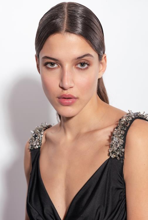 trumpos suknelės | DH06P188 mini suknelė su papuoštomis petnešėlėmis Pinko limuzinas juodas