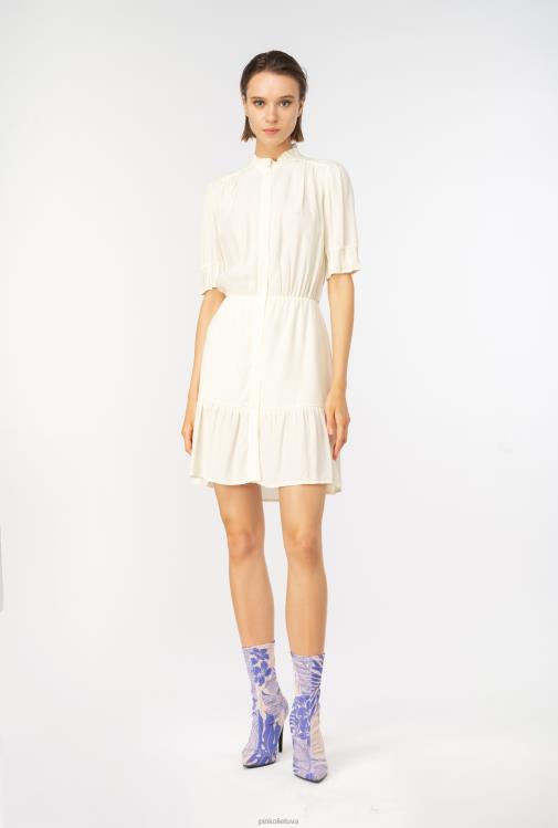 trumpos suknelės | DH06P18 mini marokaininė suknelė Pinko meringu baltas