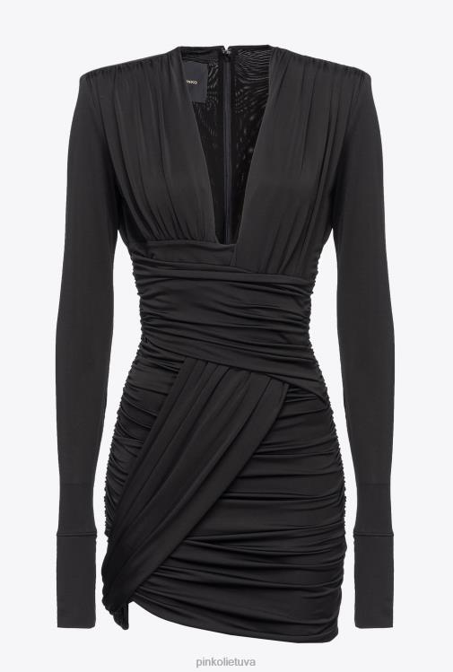 trumpos suknelės | DH06P200 mini suknelė su kryžminėmis detalėmis ir apsiaustais Pinko limuzinas juodas