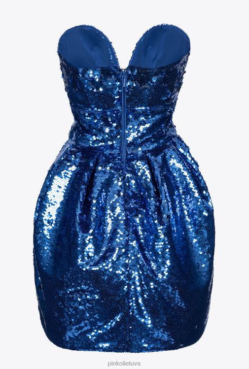 trumpos suknelės | DH06P202 pilnai blizgučiais puošta mini balioninė suknelė Pinko mėlyna