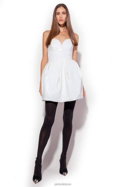 trumpos suknelės | DH06P205 Galleria mini balioninė suknelė su pilnai blizgučiais Pinko beveik baltas