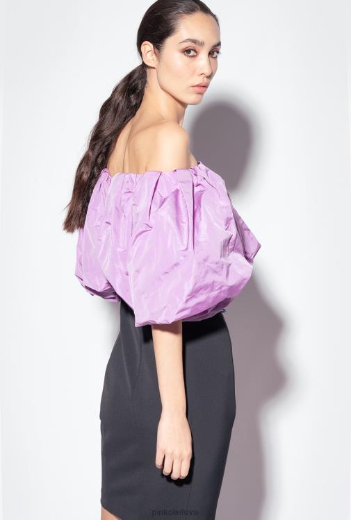 trumpos suknelės | DH06P210 Galleria taftos mini suknelė Pinko juoda/alyvinė