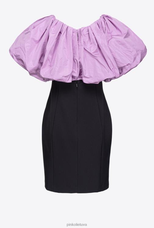 trumpos suknelės | DH06P210 Galleria taftos mini suknelė Pinko juoda/alyvinė