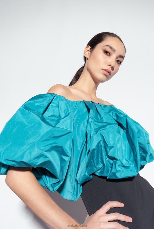 trumpos suknelės | DH06P211 Galleria taftos mini suknelė Pinko juoda / žalsvai melsva