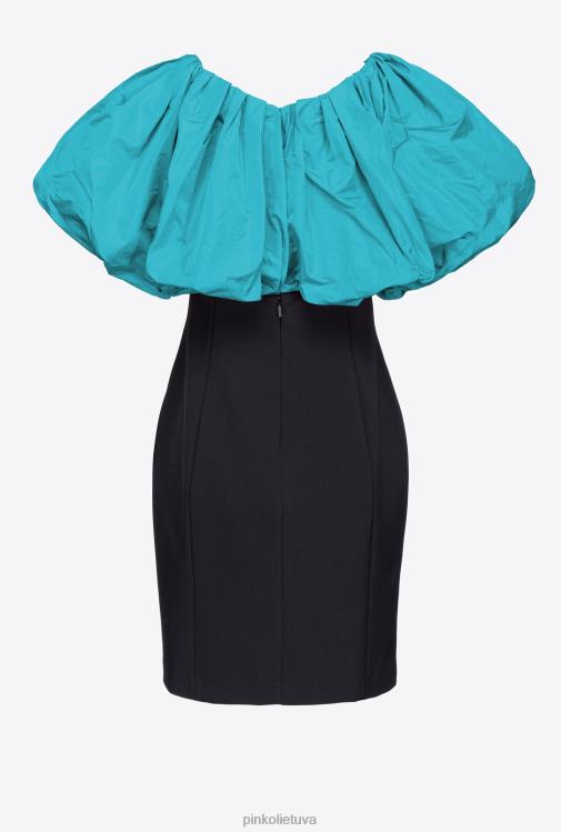 trumpos suknelės | DH06P211 Galleria taftos mini suknelė Pinko juoda / žalsvai melsva