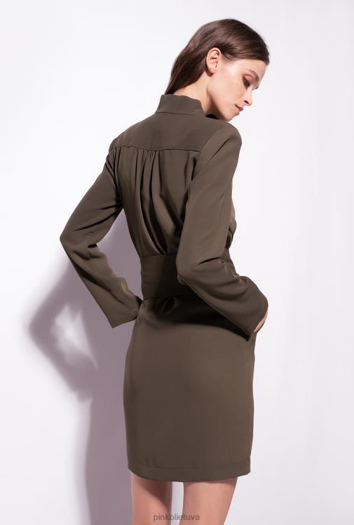 trumpos suknelės | DH06P216 suknelė su meilės paukščių diržu ir užtrauktuku Pinko Žalioji armija