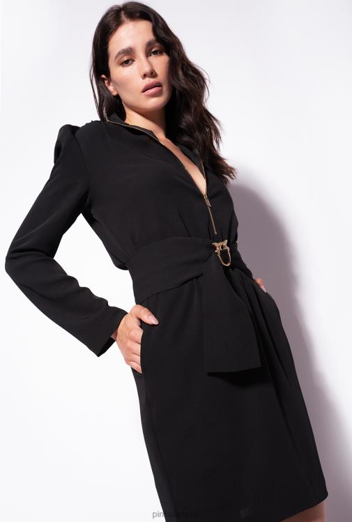 trumpos suknelės | DH06P217 suknelė su meilės paukščių diržu ir užtrauktuku Pinko limuzinas juodas