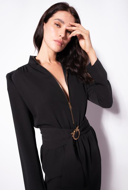 trumpos suknelės | DH06P217 suknelė su meilės paukščių diržu ir užtrauktuku Pinko limuzinas juodas