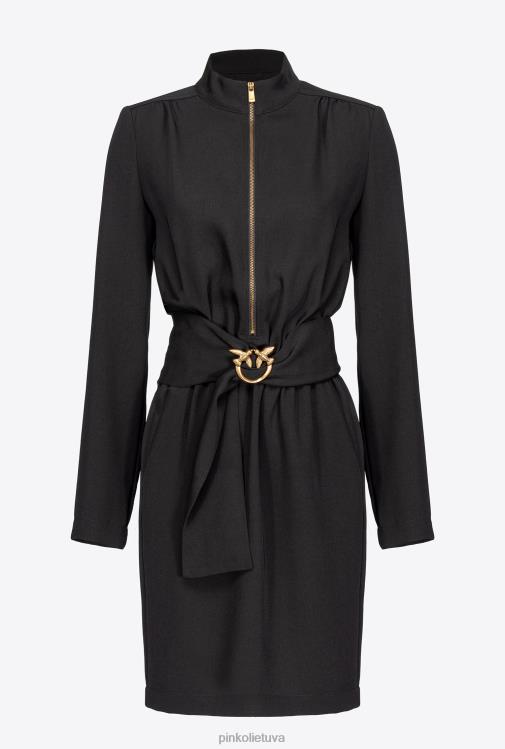 trumpos suknelės | DH06P217 suknelė su meilės paukščių diržu ir užtrauktuku Pinko limuzinas juodas