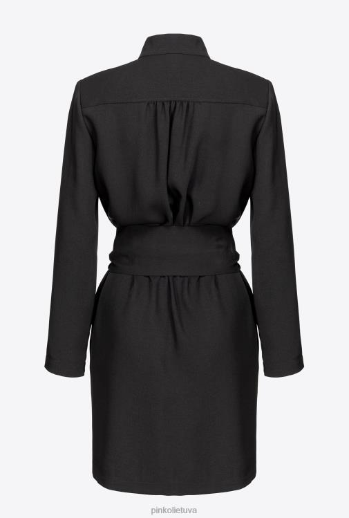 trumpos suknelės | DH06P217 suknelė su meilės paukščių diržu ir užtrauktuku Pinko limuzinas juodas