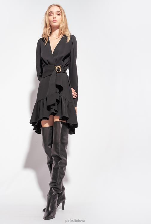 trumpos suknelės | DH06P218 suknelė su meilės paukščių diržu Pinko limuzinas juodas