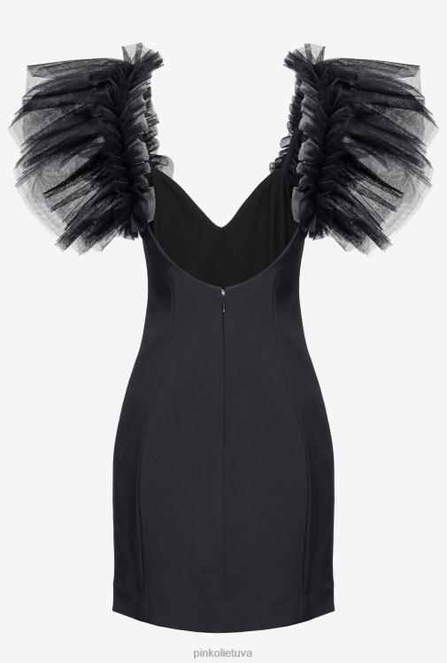 trumpos suknelės | DH06P224 mini suknele su tiuliu Pinko limuzinas juodas