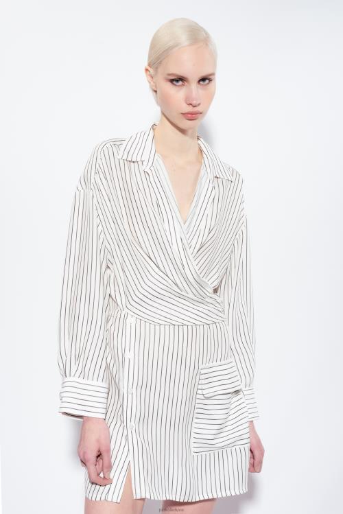 trumpos suknelės | DH06P22 dryžuota mini marškinėlių suknelė Pinko balta juoda