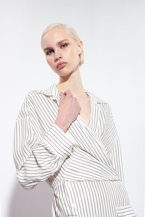 trumpos suknelės | DH06P22 dryžuota mini marškinėlių suknelė Pinko balta juoda