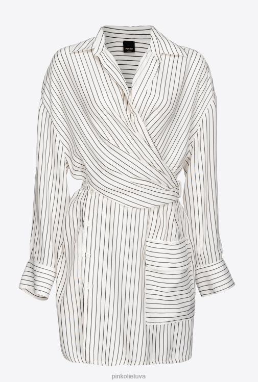 trumpos suknelės | DH06P22 dryžuota mini marškinėlių suknelė Pinko balta juoda