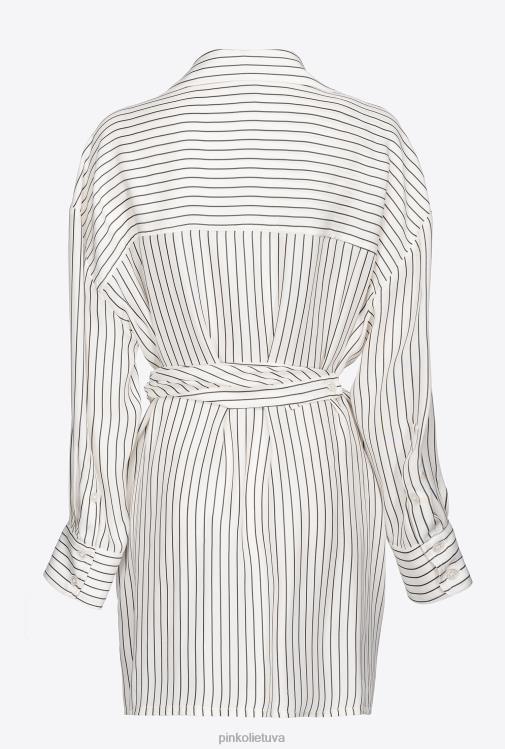 trumpos suknelės | DH06P22 dryžuota mini marškinėlių suknelė Pinko balta juoda