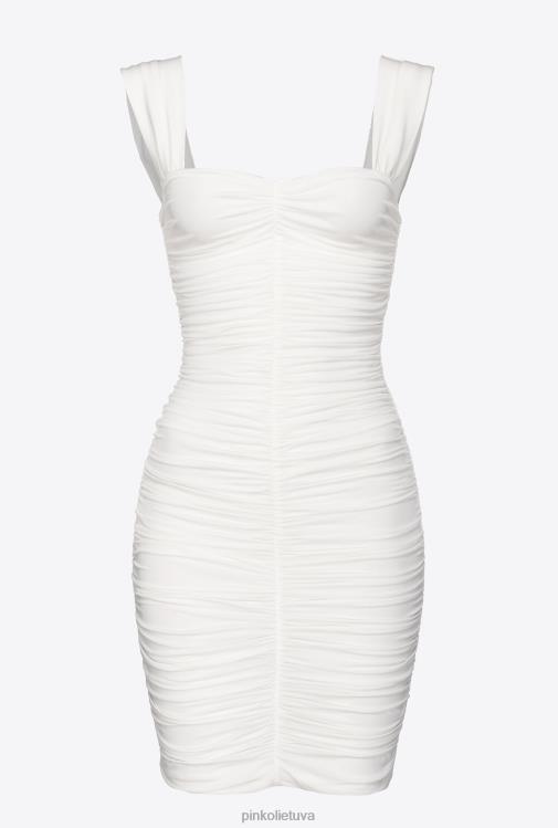trumpos suknelės | DH06P23 mini drapiruota trikotažinė suknelė Pinko ryškiai balta