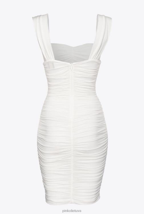 trumpos suknelės | DH06P23 mini drapiruota trikotažinė suknelė Pinko ryškiai balta